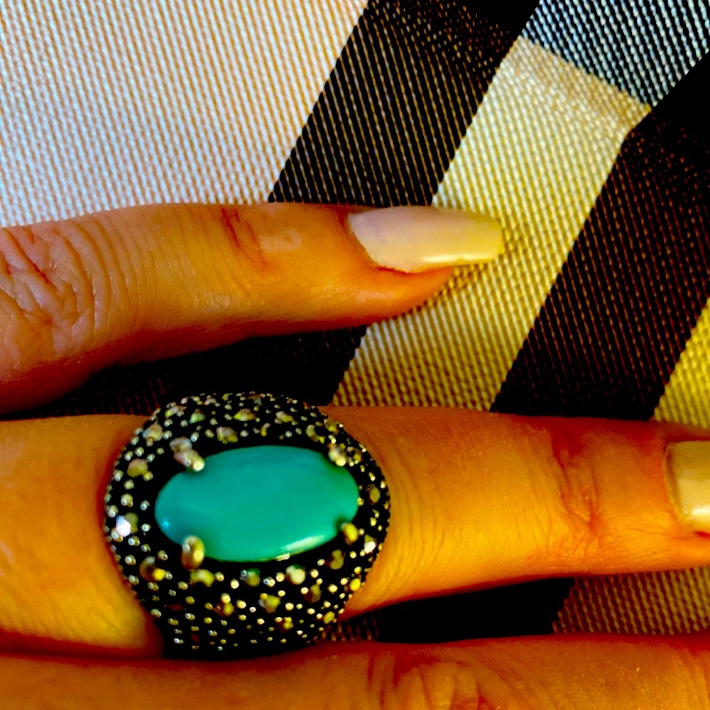 Vintage Beautiful Turquoise SparklingGemCustom Jewelry Ring NeverUsed